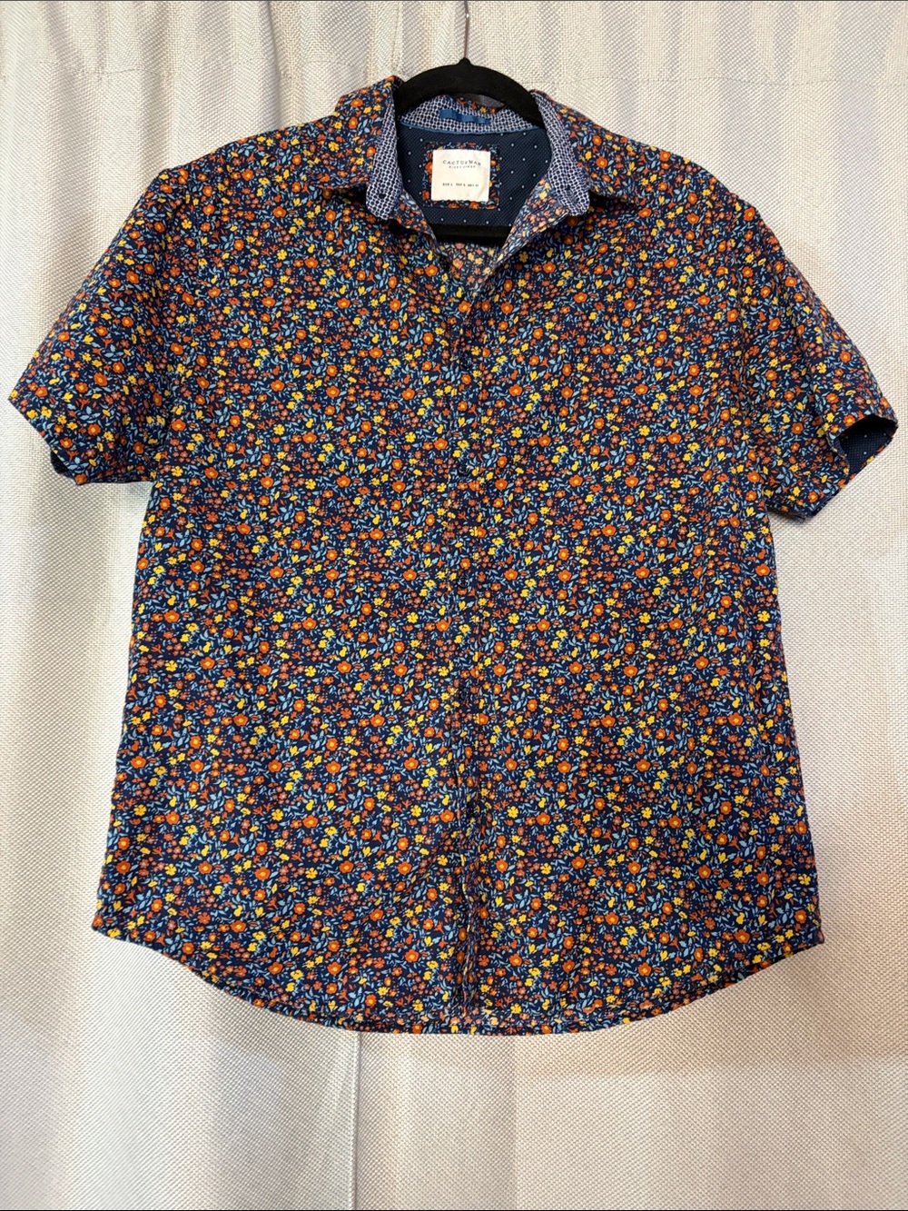 Short-Sleeve Navy Floral Button-Down Shirt by Cactus Man 100% cotton